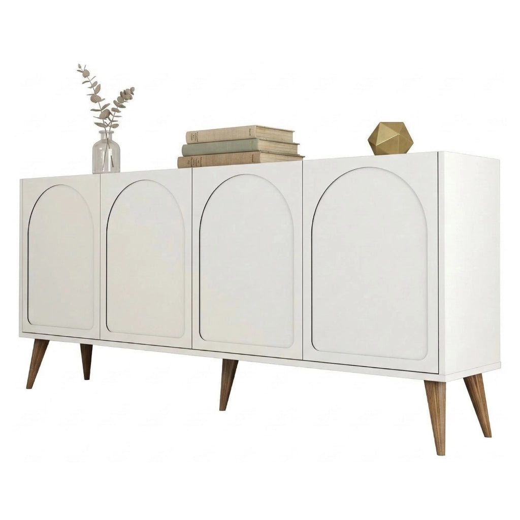 Madia Niscemi, Credenza 2 Ripiani, 180x35x81h cm Bianco Crema