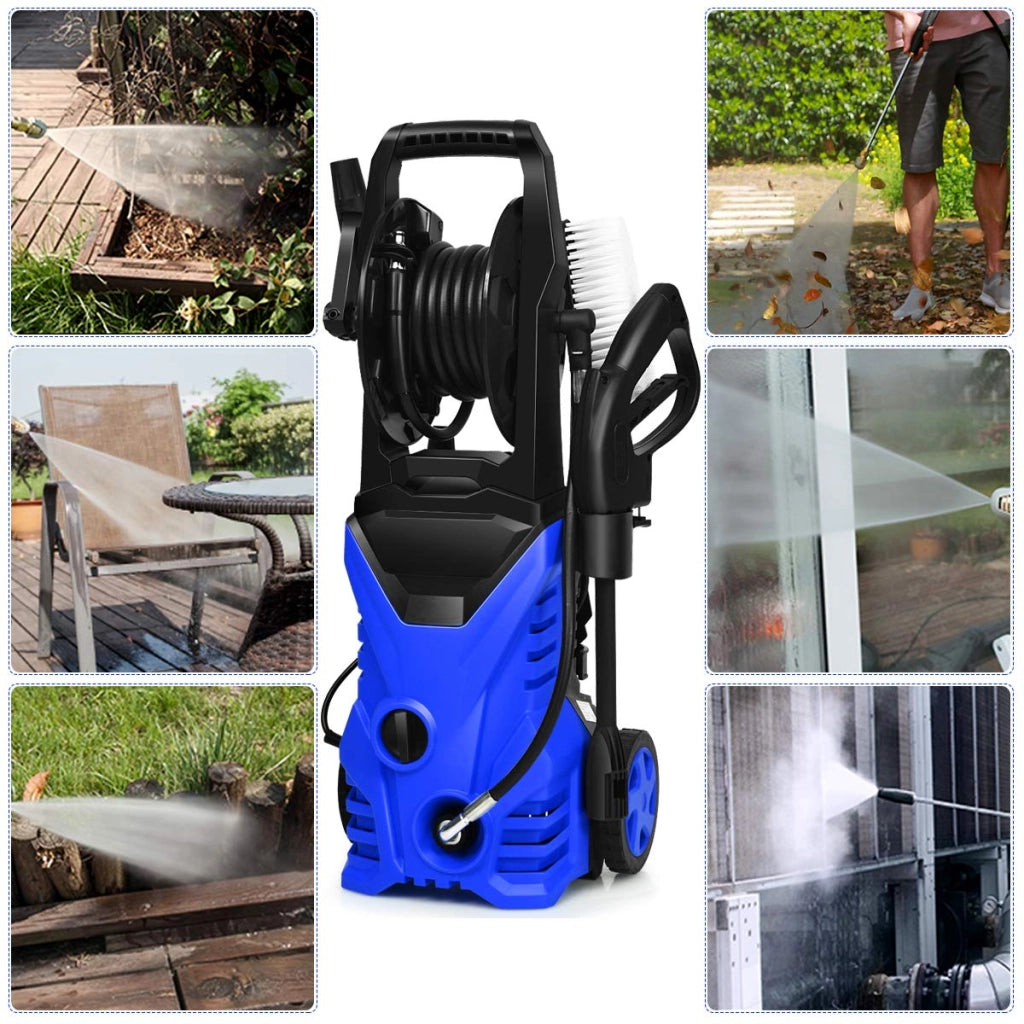 Idropulitrice con 2030 PSI, 5L / Min 1400 W Idropulitrice Portatile con Ugello Lotus e Ugello ad Alta Pressione, Cavi e Tubi Più lunghi, Adatto per La pulizia di Giardini, Auto,Case(blu)
