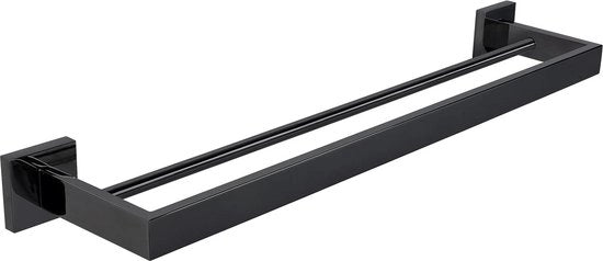 Doppio asse da parete 60 cm - stendardo per asciugamani in acciaio inossidabile - nero - stendardo per asciugamani per bagno e cucina
