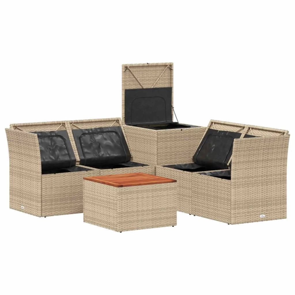Set di divani 6 pz Beige e Bianco Crema 3447364