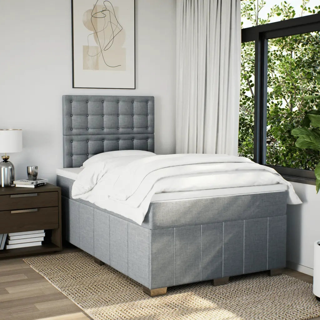 vidaXL Giroletto a Molle con Materasso Grigio Chiaro 120x200cm Tessuto