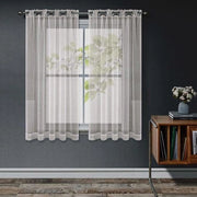 Vetrata trasparente voile tende con anelli a ingranaggi - Corta - Set da 2 pezzi - H 145 x L 140 cm