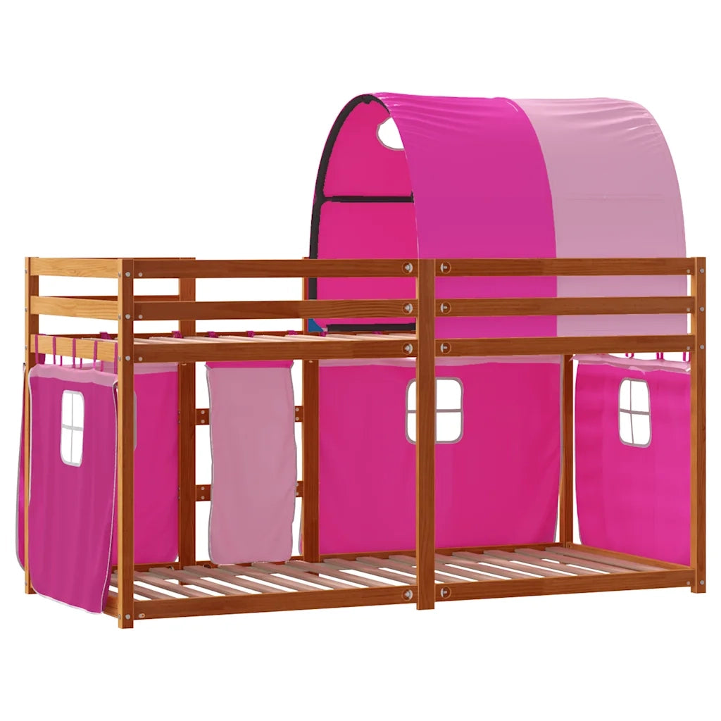 Letto a Castello senza Materasso Rosa 80x200 cm Legno di Pino
