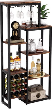 Cassa per vini - Scaffale per vini - Cassetta per bevande - Cassetta - Contenitori per vini - Contenitori per bottiglie - Industriale - Legno e metallo - Marrone/Nero - 175x80x30cm