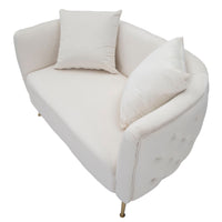 Divanetto Bucarest Crema 127x74x73 cm Legno e Spugna e Tessuto e Metallo Crema e Oro