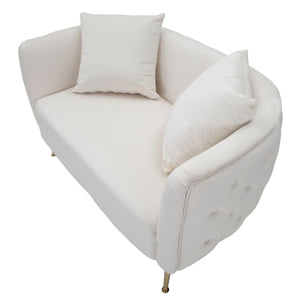 Divanetto Bucarest Crema 127x74x73 cm Legno e Spugna e Tessuto e Metallo Crema e Oro