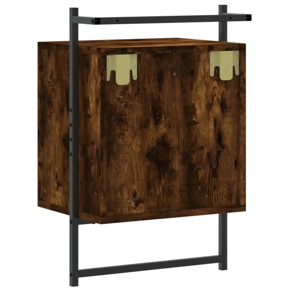 Comodino a Muro-Tavolino da notte sospeso Rovere Fumo 40x30x61 cm Legno Multistrato