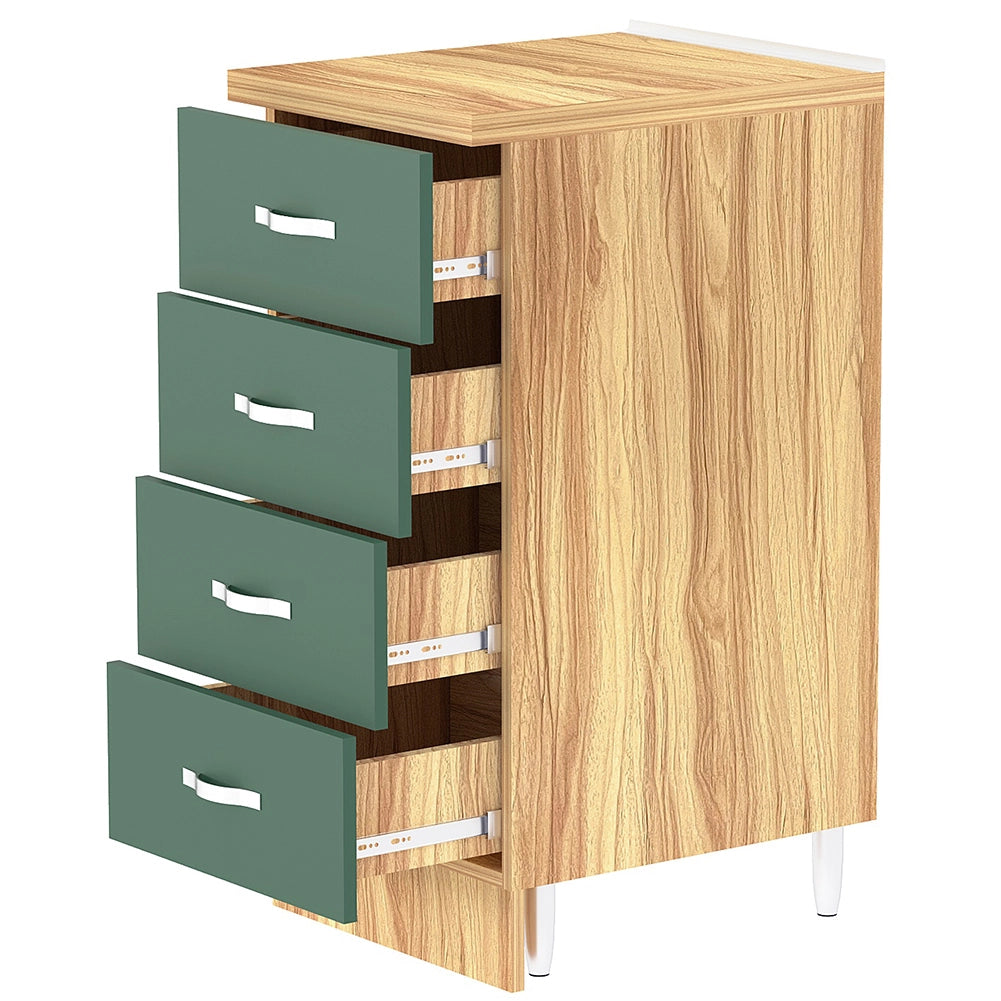 Cassettiera per Cucina Mobile Mobiletto 4 Cassetti in Legno Colore Verde