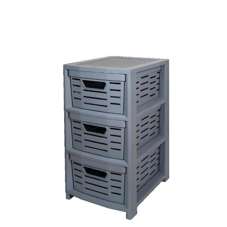 Cassettiera Multiuso in Plastica Uniko 3 Cassetti Grigio 36,5 × 28,5 × 51,5 cm