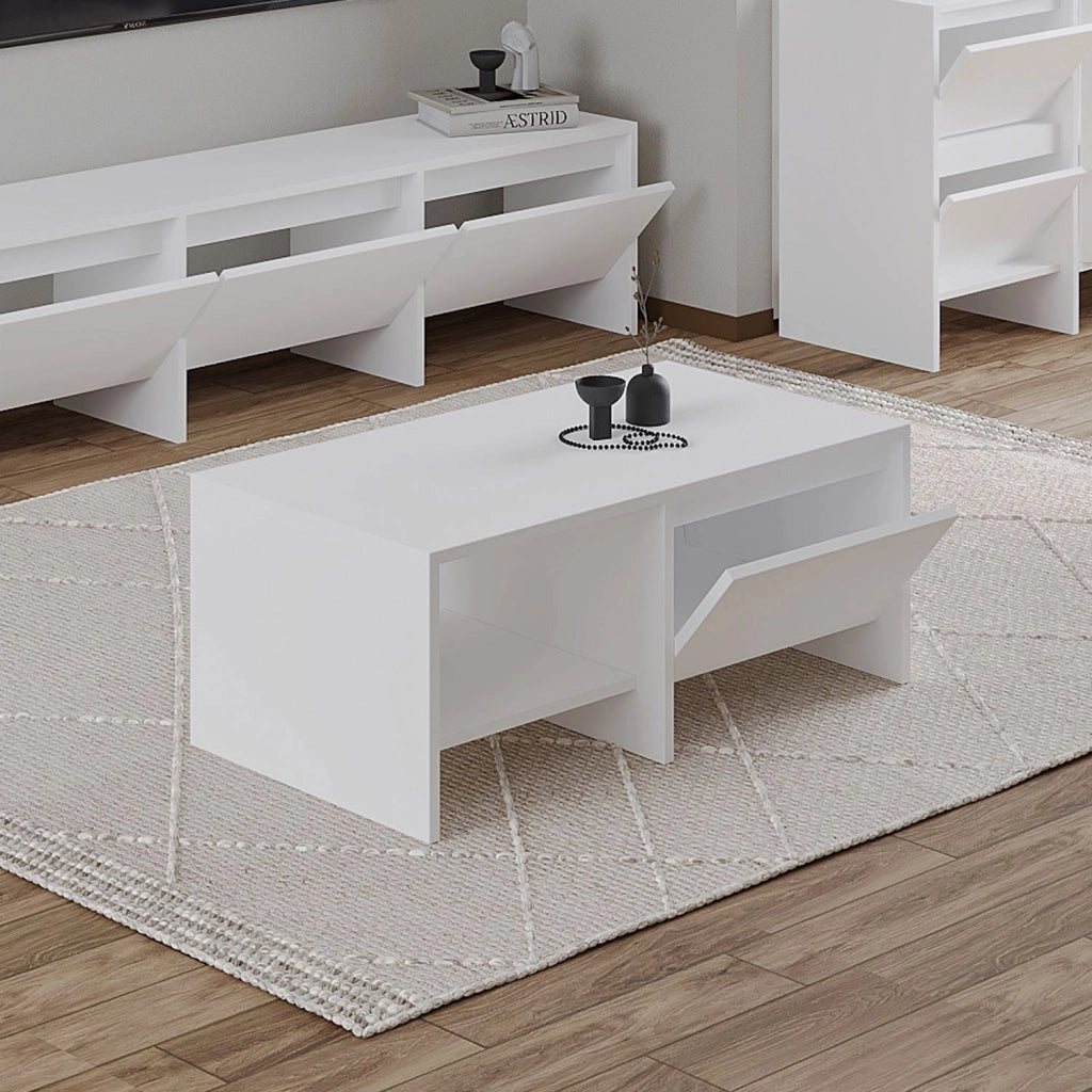 Tavolino in legno "Laris" - 90 x 45 x 35 cm - Bianco