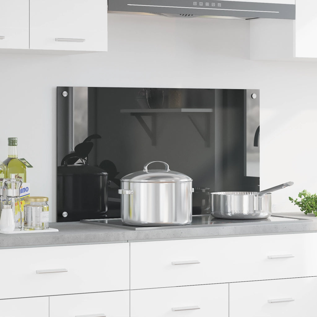 Paravento da Cucina Grigio Scuro 90x50x0,6 cm in Vetro Temperato