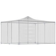 Pollaio per Galline da Esterno 400x300x197 cm con Tetto e Serrature in Acciaio Zincato Argento