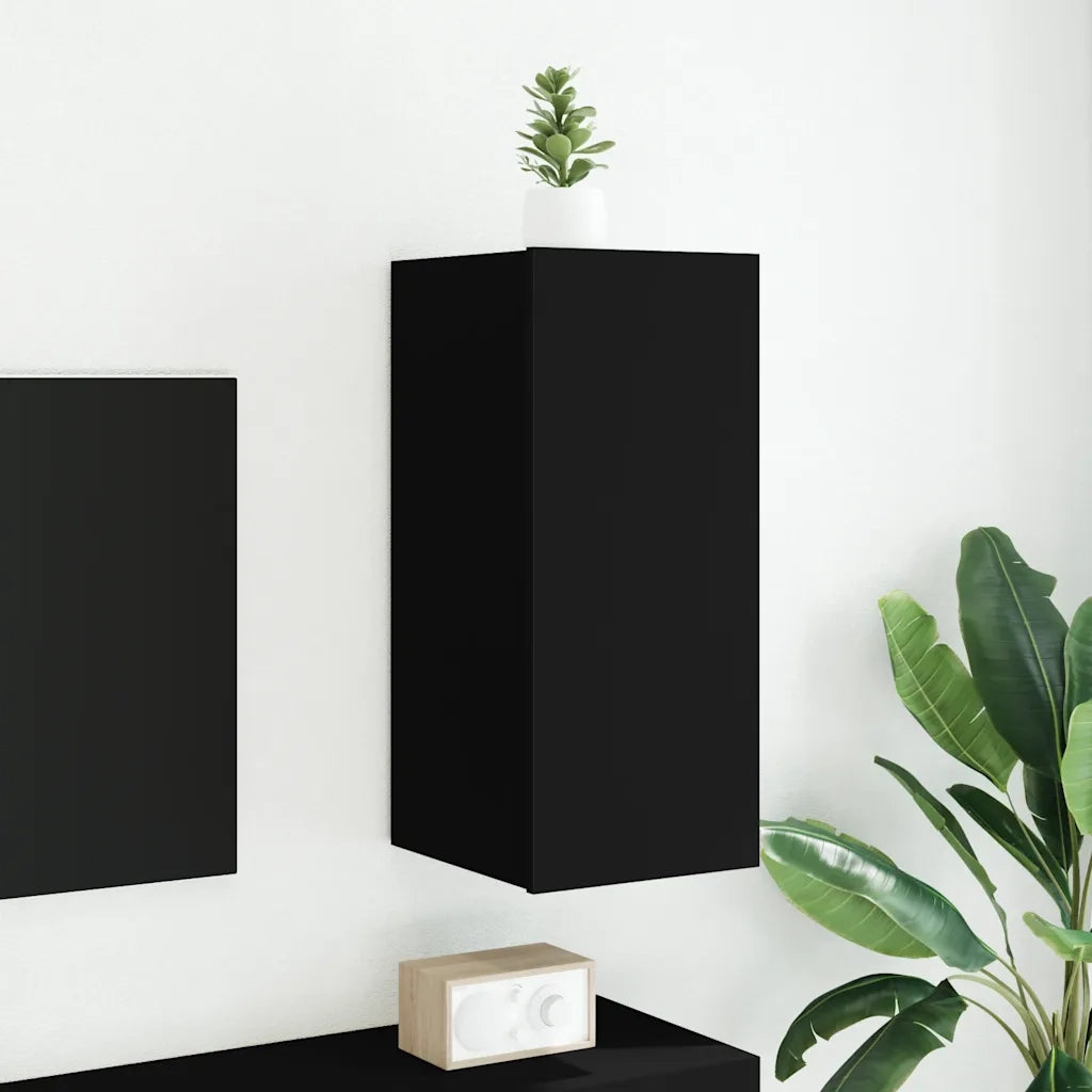 Mobile TV a Parete con Luci LED Nero 30,5x35x70 cm 837234