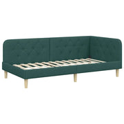 Letto singolo | Letto per adulti | Cornice del letto ad angolo Verde Scuro 90 x 200 cm Tessuto