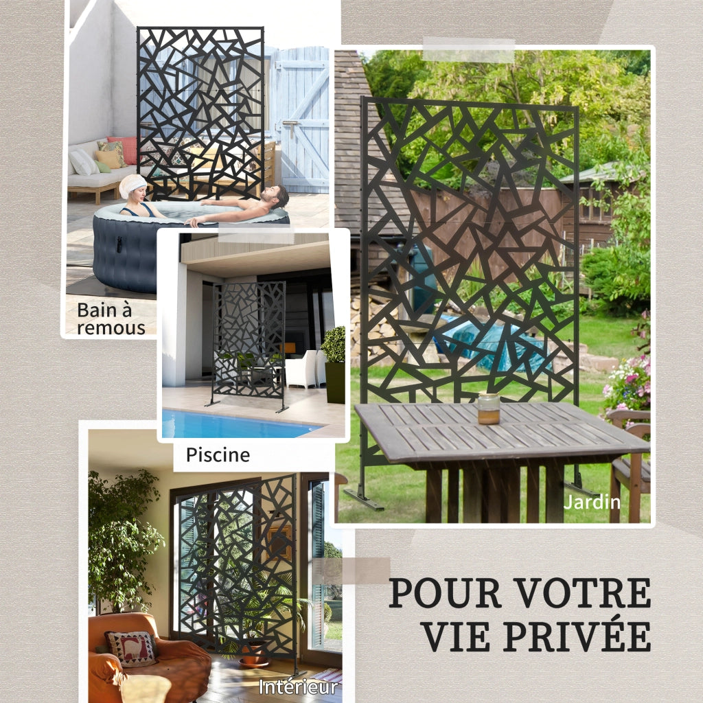 Pannello decorativo brise-vue per balcone esterno in acciaio nero ¨C zephmum ¨C 122x45x198 cm