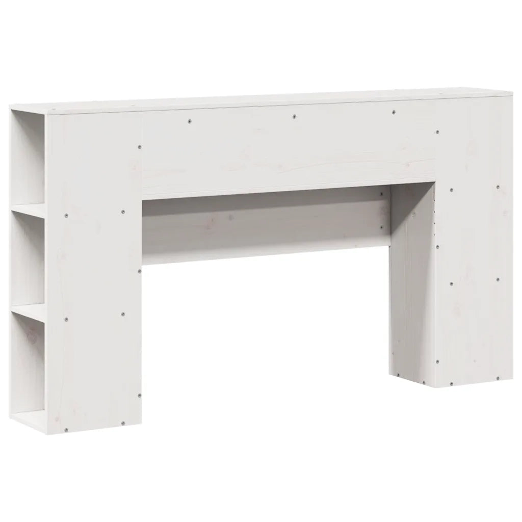 Testiera con Ripiani Bianca 140 cm in Legno Massello di Pino