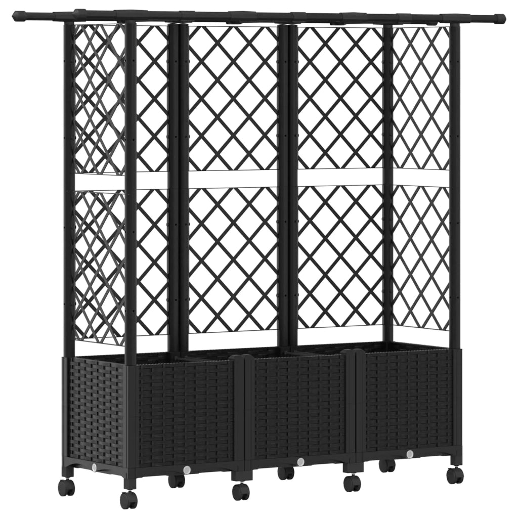 Letto Rialzato con Griglia e Tetto Nero 163,5 x 40 x 142 cm PP 3423125