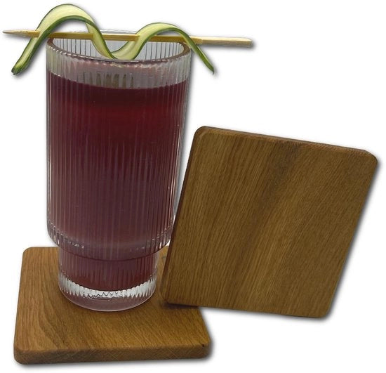 2 pezzi di supporti eleganti in legno di quercia massello, rustici, naturali, oliati e lucidati, supporti per bicchieri, tazze, bottiglie, quadrati, decorazione da tavola moderna (10 x 10 x 1 cm) (lunghezza del legno)