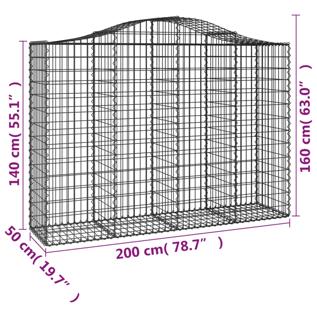 Cesti Gabbioni ad Arco 9 pz 200x50x140/160 cm Ferro Zincato 3145689