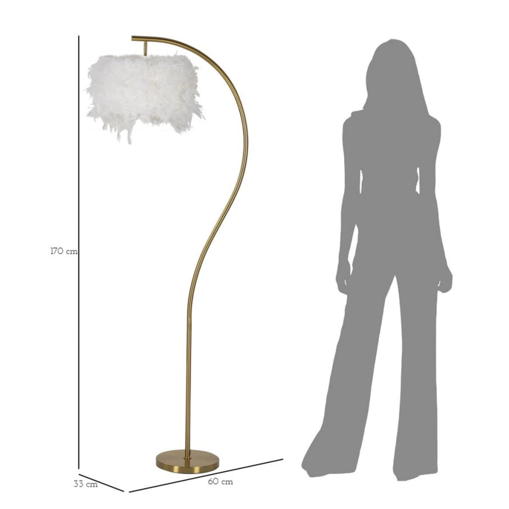 Lampada da Terra VKH187, Bianco, Metallo, 60x33x170 cm