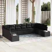 Set Divano da Giardino con cuscino 10 pcs Nero polyrattan 3347243