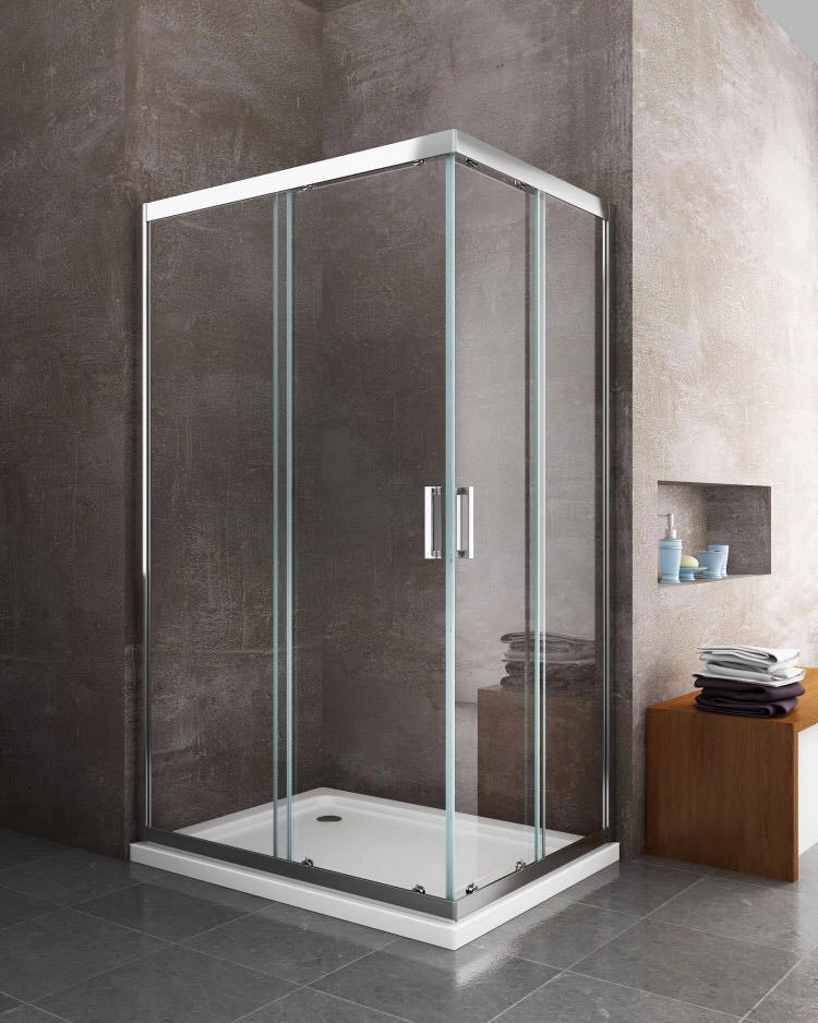 Box doccia 6 mm angolare rettangolare profilo cromo reversibile H.190 75x140