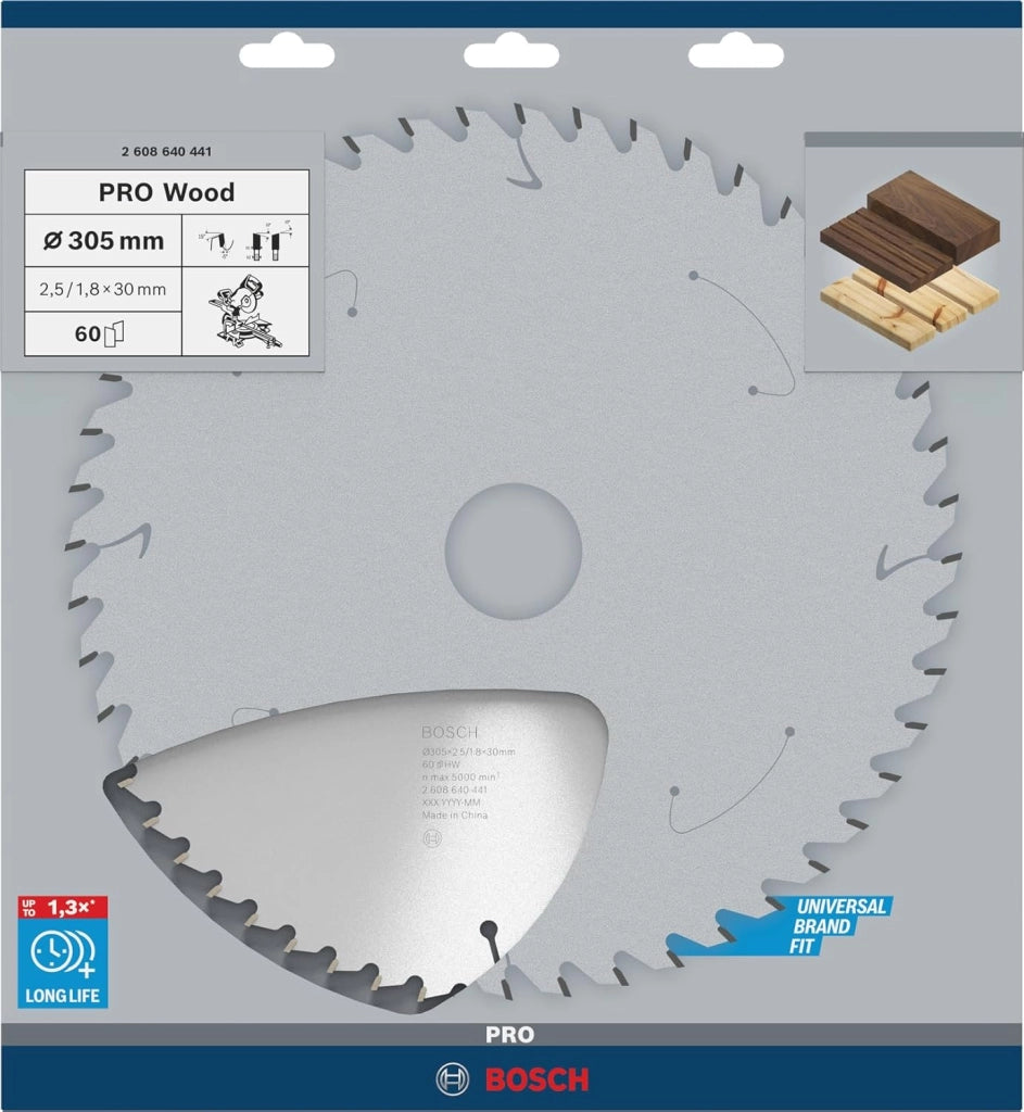 Bosch 1x Lama per sega circolare PRO Wood a filo per troncatrici (per Legno tenero, Legno duro, Ø mm, Professional Accessorio Troncatrice)
