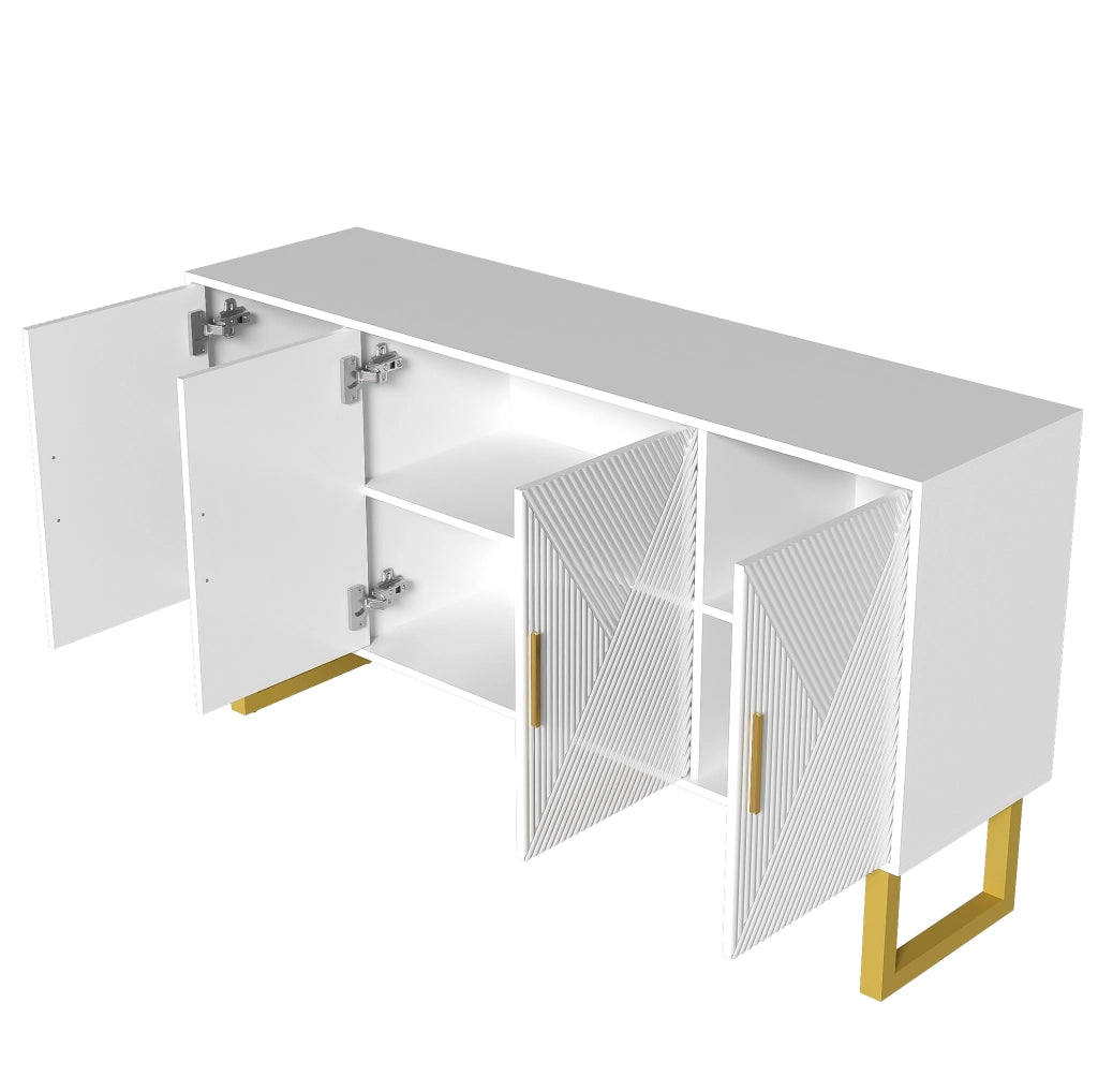Credenza moderna bianca 150 cm con 4 ante e ripiani regolabili