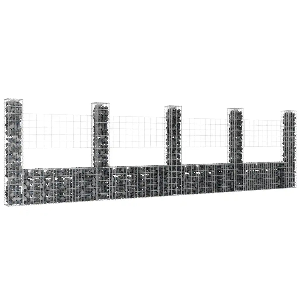 Cesto Gabbione a U con 5 Pali in Ferro 500x20x150 cm cod mxl 12339