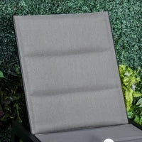Sdraio da Giardino Reclinabile su 5 Livelli Rivestimento Imbottito, Alluminio e Texteline, 72x168x102cm Grigio