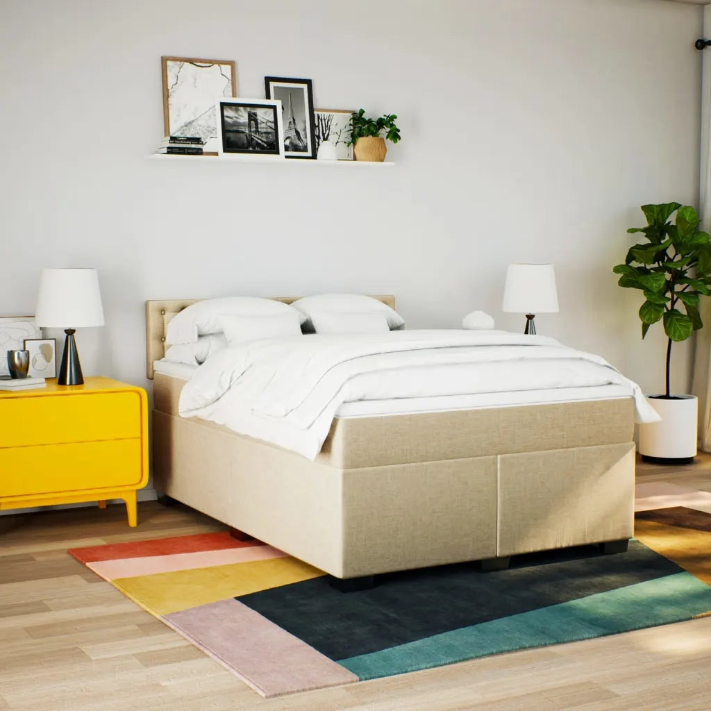 Giroletto a Molle con Materasso Crema 140x200 cm in Tessuto 3285930
