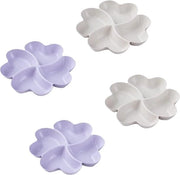 Set di snack creativi per frutta da 4 - piatto per snack per noci e dessert - riutilizzabile e facile da pulire - beige e viola