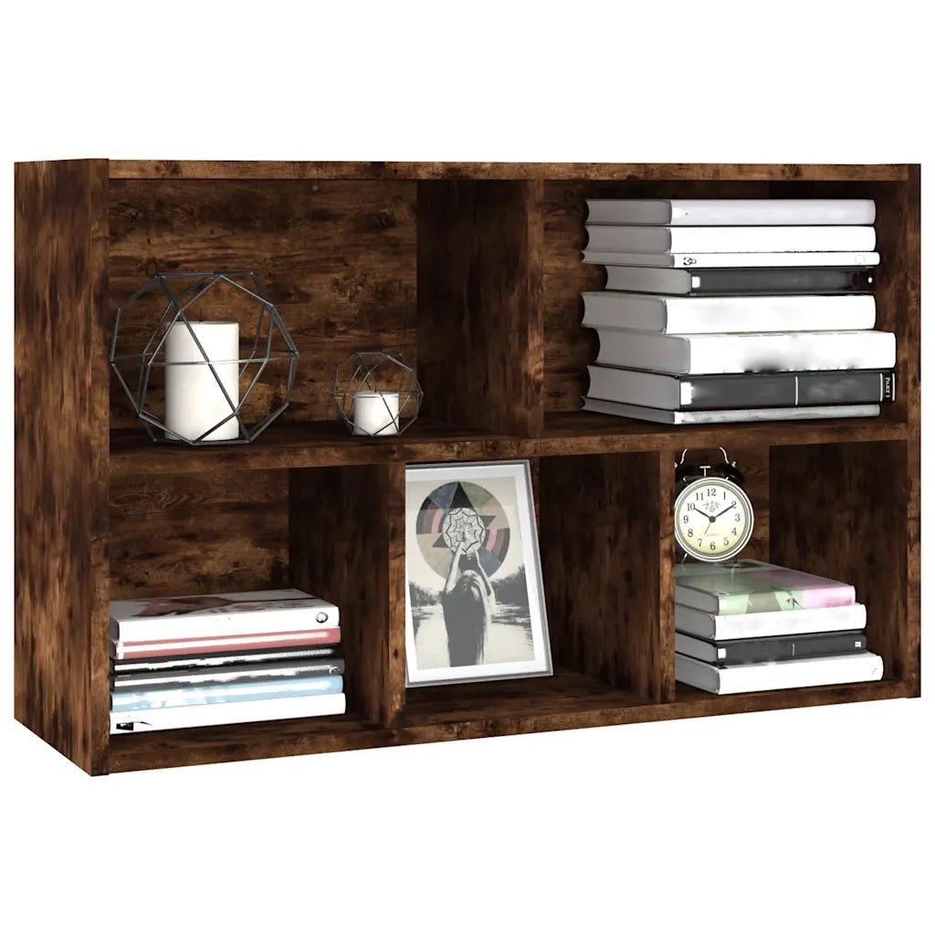 Libreria-Credenza-Armadietto Portaoggetti Rovere Fumo 50x25x80 cm in Legno Multistrato