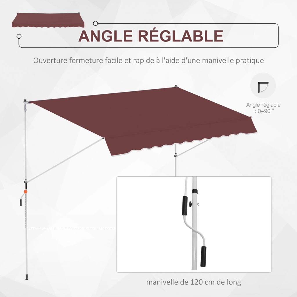 Tenda da sole retrattile ¨C zephmum ¨C 3x1,5 m bordeaux poliestere