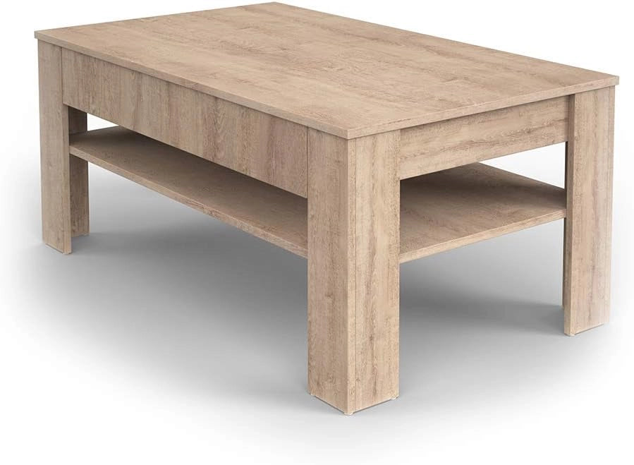 Tavolino Milan, Sonoma, 92.2 x 65 cm, con vano portaoggetti per riporre riviste e telecomandi