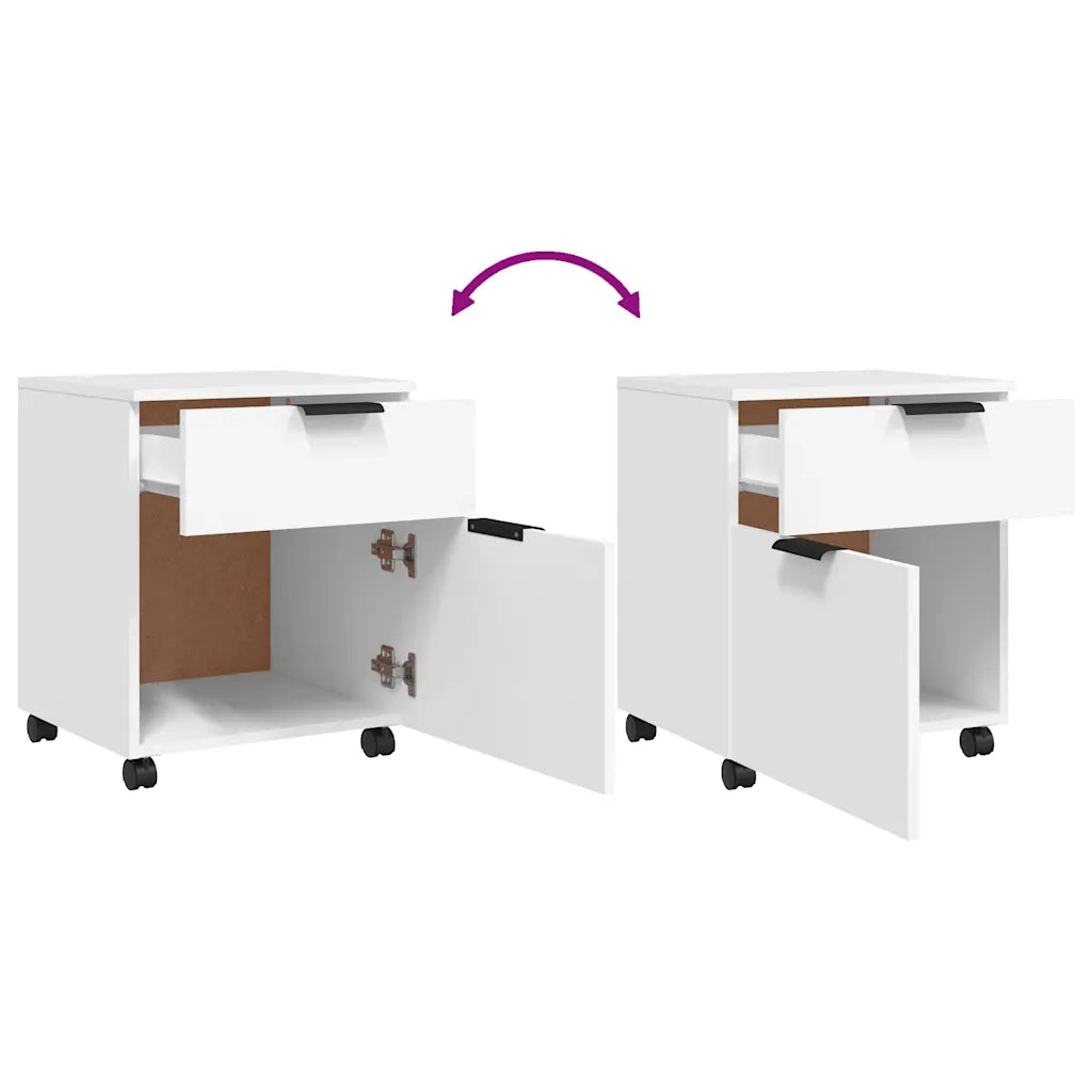 Schedario con Ruote Bianco 45x38x54 cm Legno Multistrato 811520