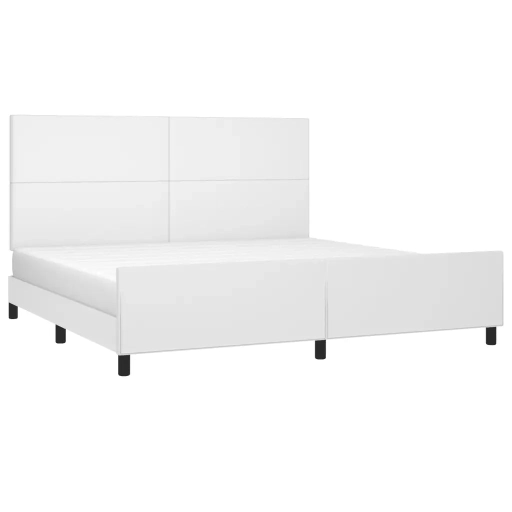Giroletto con Testiera-Struttura Letto con testiera Bianco 200x200 cm in Similpelle 898941
