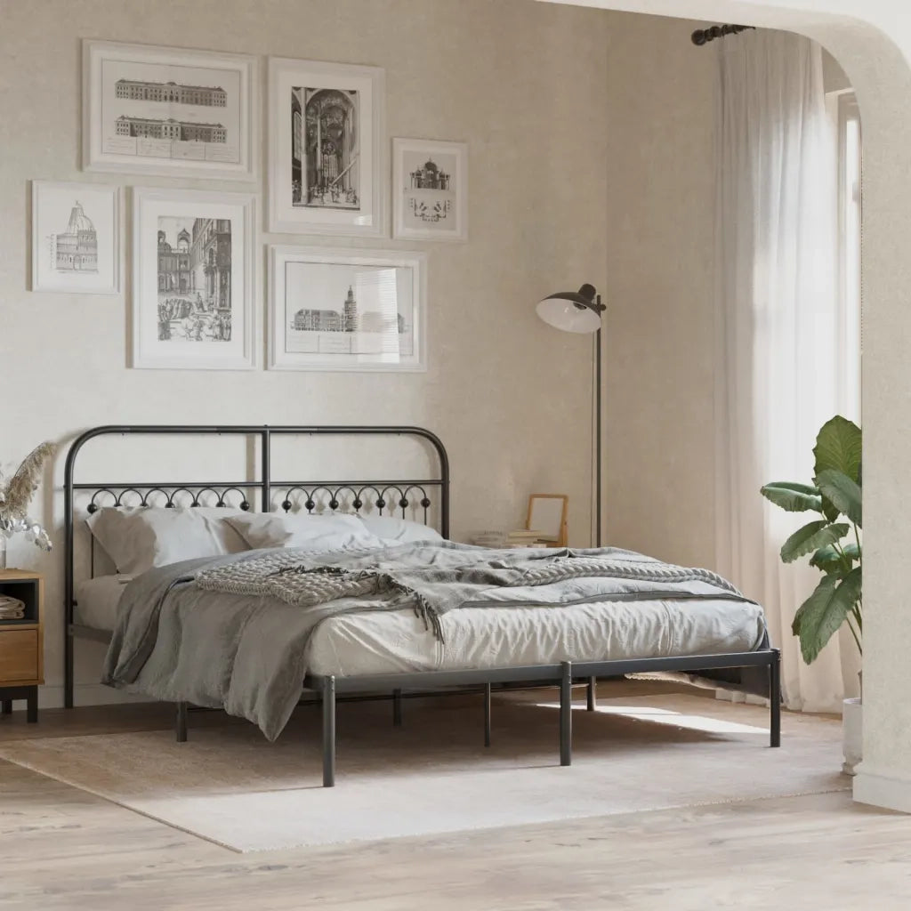 Giroletto con Testiera in Metallo Nero 150x200 cm 376602