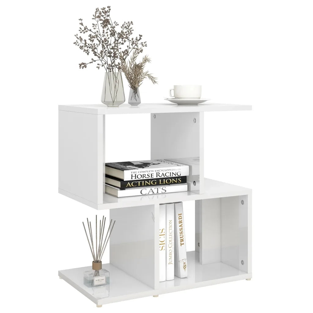 Comodino Bianco Lucido 50x30x51,5 cm in Legno Multistrato 806376