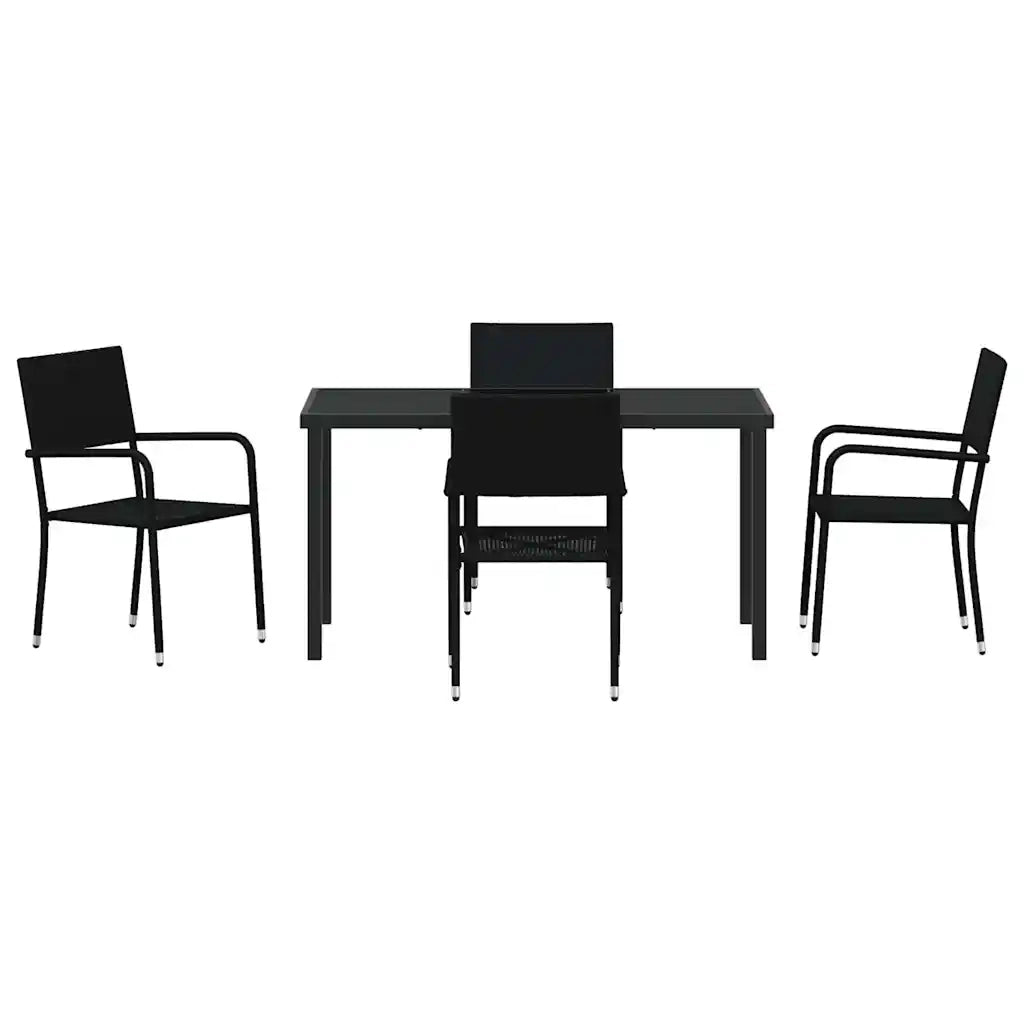 Set da Pranzo per Giardino con cuscino 5 pcs Nero polyrattan