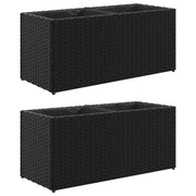 Fioriera rialzata per piante fiori giardino terrazze con 2 vasi set da 2 72 x 30 x 32 cm resina intrecciata nera 02_0038854
