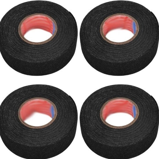 Tape di autocollo per auto, 4 rulli, 19 mm x 15 m, nero, adesivo autoisolante su base tessile