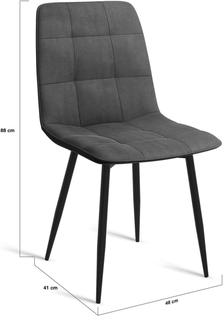 Set di 8 sedie MILA in velluto misto blu x2, grigio scuro x2, grigio chiaro x2, giallo x2