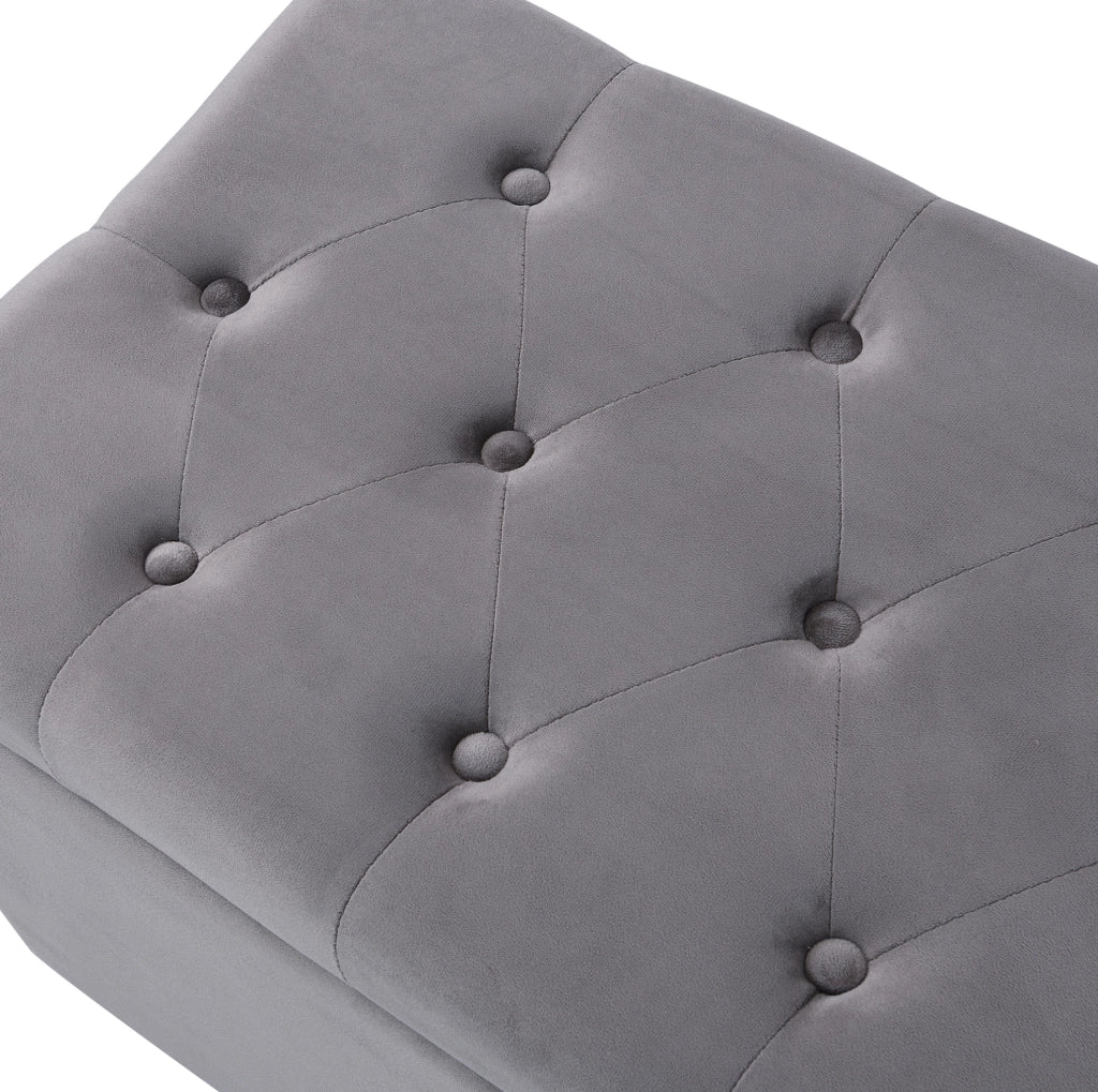 Panca contenitore 138 x 41 x 42 cm con ampio spazio interno in velluto grigio