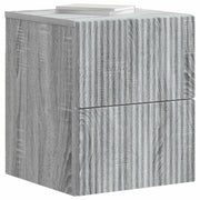 Comodino | Armadio da Notte | Mobiletto da notte a muro Grigio Sonoma 33 x 34,5 x 40 cm