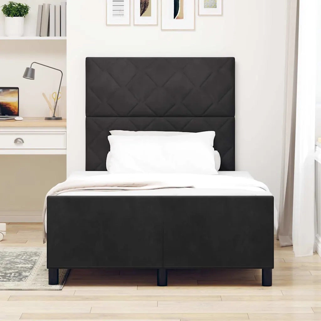 Letto a molle con testiera Nero 120 x 200 cm Velluto