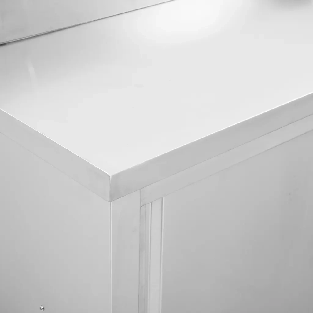 Banco da Lavoro con Ante Scorrevoli 120x50x(95-97)cm in Acciaio