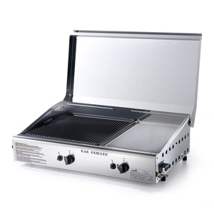 Doppia Piastra di Cottura con Cover Ompagrill Plancha Double 0470/M Alimentazione a Gas GPL e Metano con Accensione