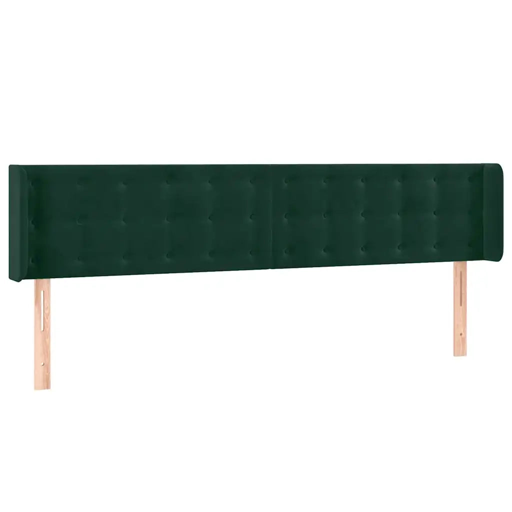 Testiera ad Orecchio-Testata con Orecchie Verde Scuro 163x16x78/88 cm in Velluto 200347