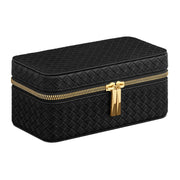 Custodia da viaggio per 3 orologi scatola porta orologi a 3 scomparti pelle PU intrecciata goffrata 10 x 20 x 9 cm nero 12_0006087